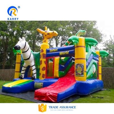 Château d'aventure de la jungle bouncer gonflable combo de glissière avec la jungle animal design