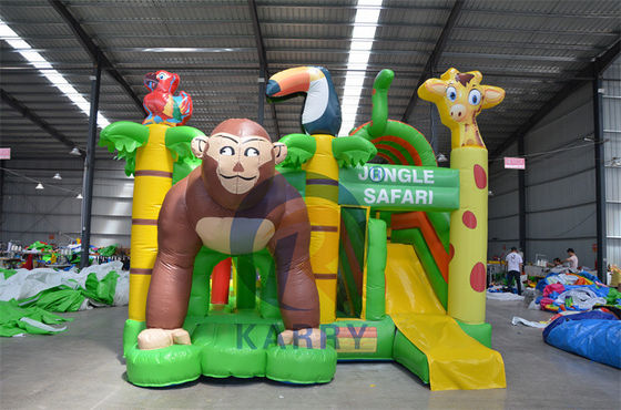 Château d'aventure de la jungle bouncer gonflable combo de glissière avec la jungle animal design