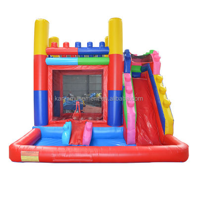 Combinaison de château de saut commercial avec des blocs de construction en PVC gonflables et des toboggans