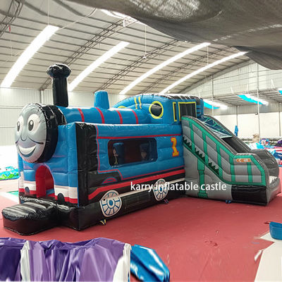Comme l'image Thomas petit train château gonflable avec glissière