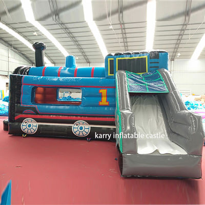Comme l'image Thomas petit train château gonflable avec glissière