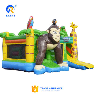 Jeu de château gonflable Grand-bouche singe monde des animaux heureux thème maison rebondissante avec diapositive