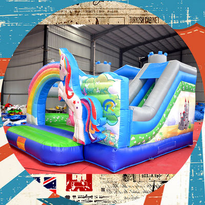 Portable Château de jeux pour enfants maison avec licorne et pont arc-en-ciel
