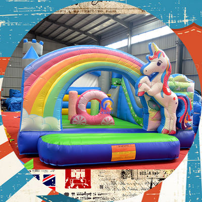 Portable Château de jeux pour enfants maison avec licorne et pont arc-en-ciel