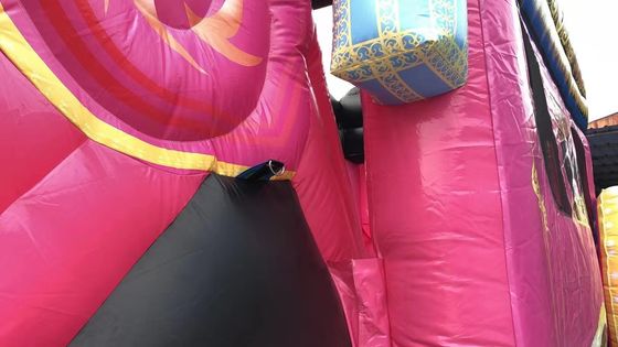 Bouncer gonflable avec kit de glissement et de réparation Commercial Pink Princess Carriage Combo