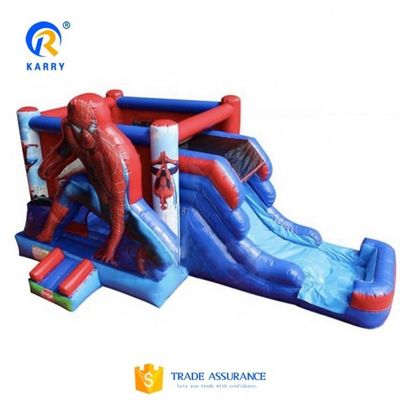 Terrain de jeux en plein air Homme araignée gonflable maison de rebond Combo Slide pour enfants et adultes