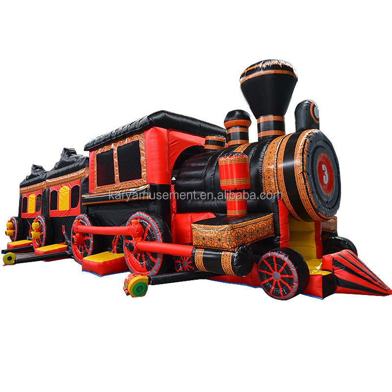 Cours d'obstacles de train gonflables Combo Bounce House pour les jeux pour enfants en plein air