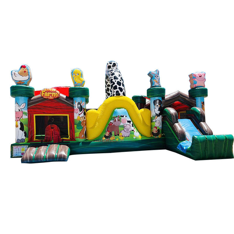 Amusement intérieur et extérieur Commercial PVC gonflable Animal de ferme Château en rebond avec glissement