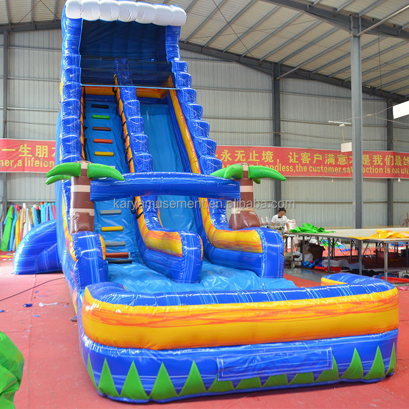 Impression numérique 23 pieds de haut Marbre bleu Fantasy Water Slide Jeux gonflables à louer