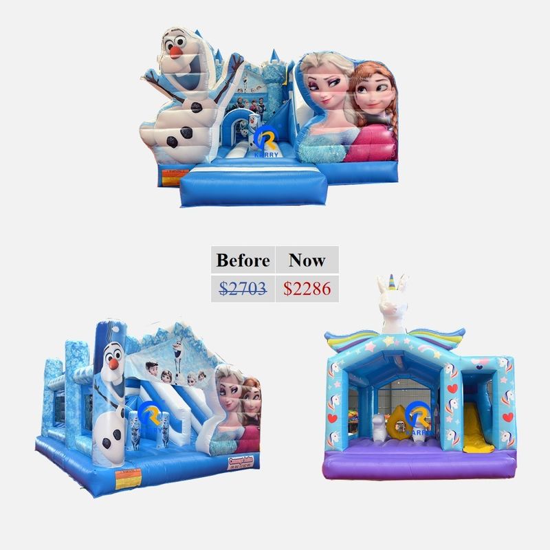 Thème congelé Château gonflable avec diapositive Taille personnalisée et gamme d'âge