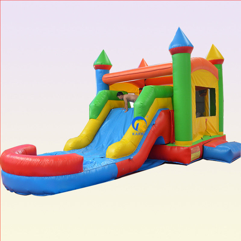 Maison gonflable en PVC de couleur personnalisée avec combo de diapositives