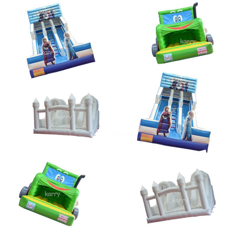 Maison à rebond blanc à double voie Tracteur Air Bouncer Water Slide gonflable Prêt à être expédié