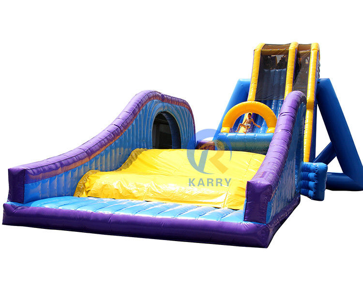 Grand parcours d'obstacles gonflables bleu populaire de l'eau N sec toboggan pour enfants et adultes