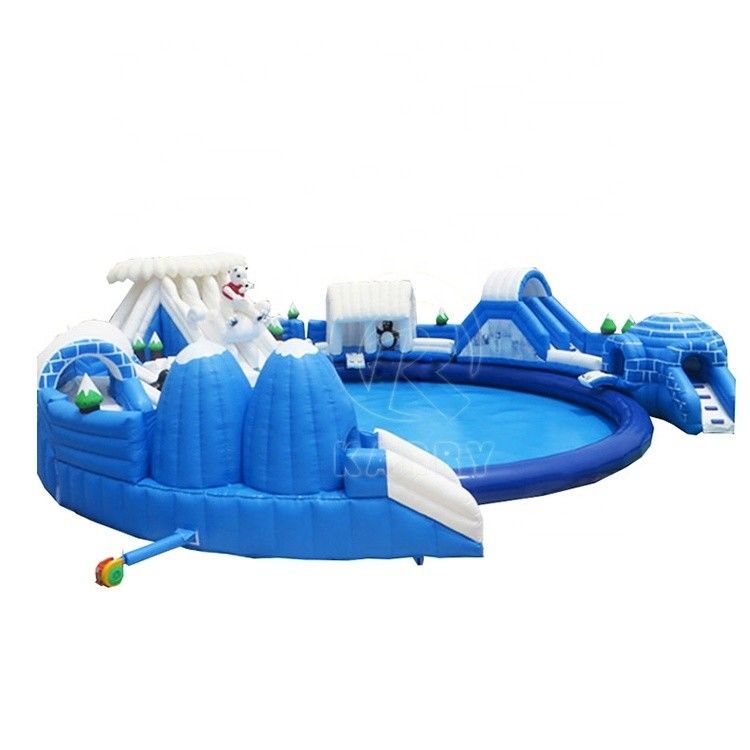 Piscine surdimensionnée Ours polaire monde gonflable avec des toboggans à eau personnalisés