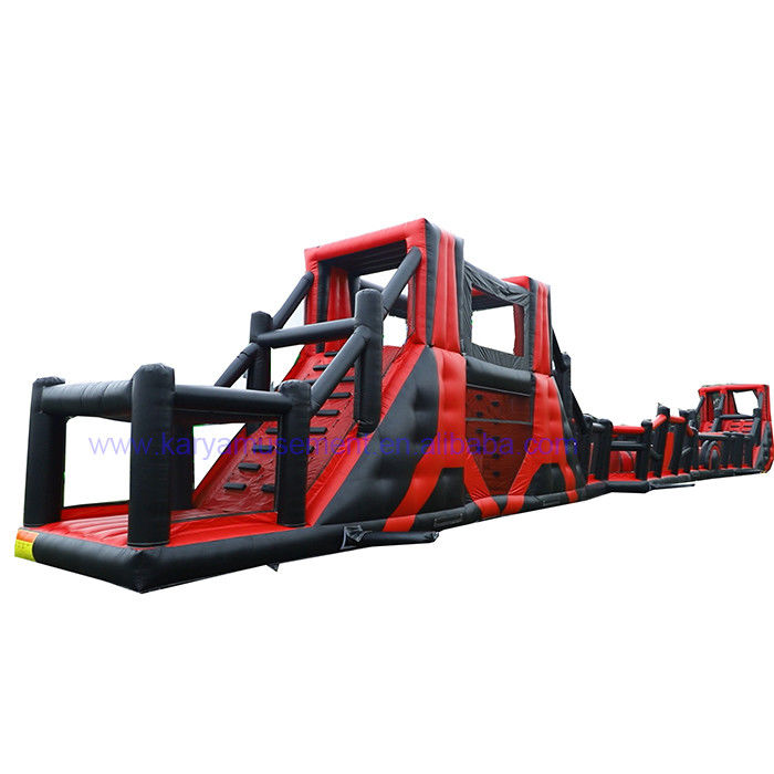 OEM Acceptable 64 pieds de long Jeux gonflables de parcours d'obstacles pour le parc d'attractions pour enfants
