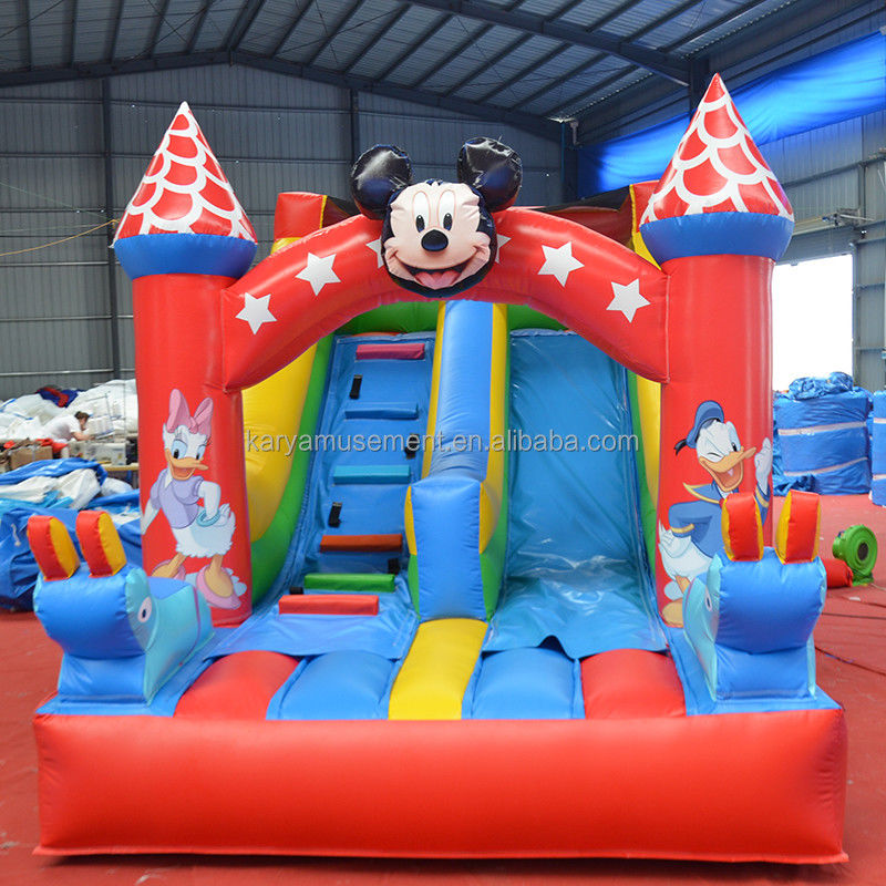 Taille du client 16ft Petit toboggan pour tout-petits gonflable Mickey toboggan sec ou humide pour les sauteurs