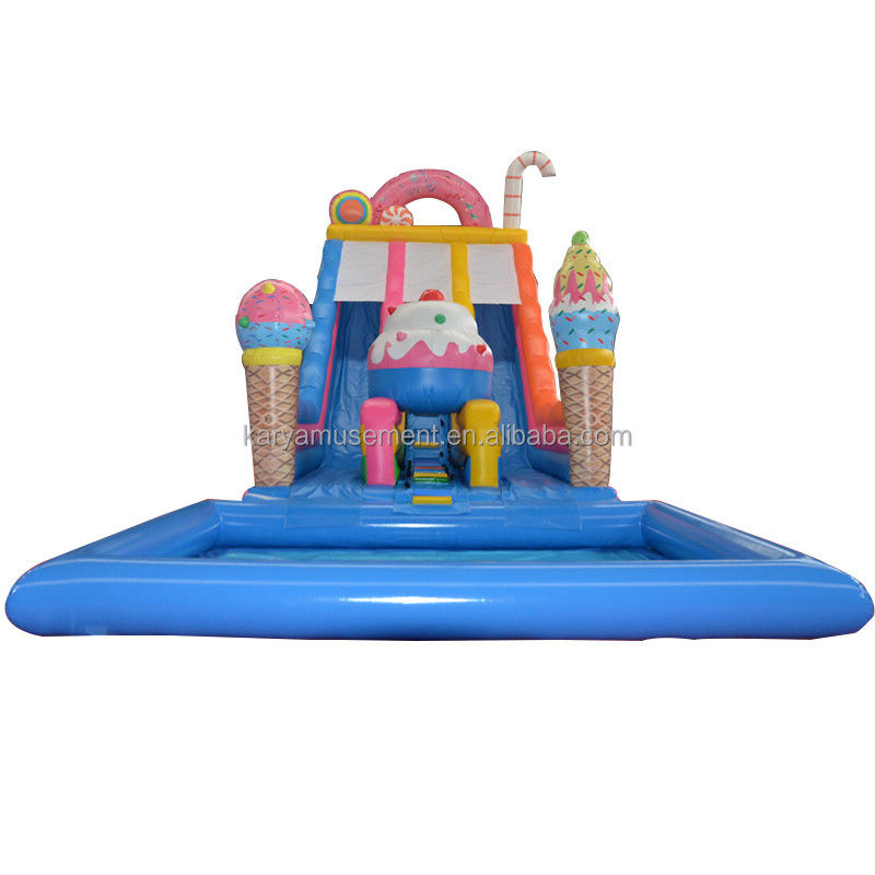 Fête commerciale Location de toboggan avec piscine pour enfants en rose glacé