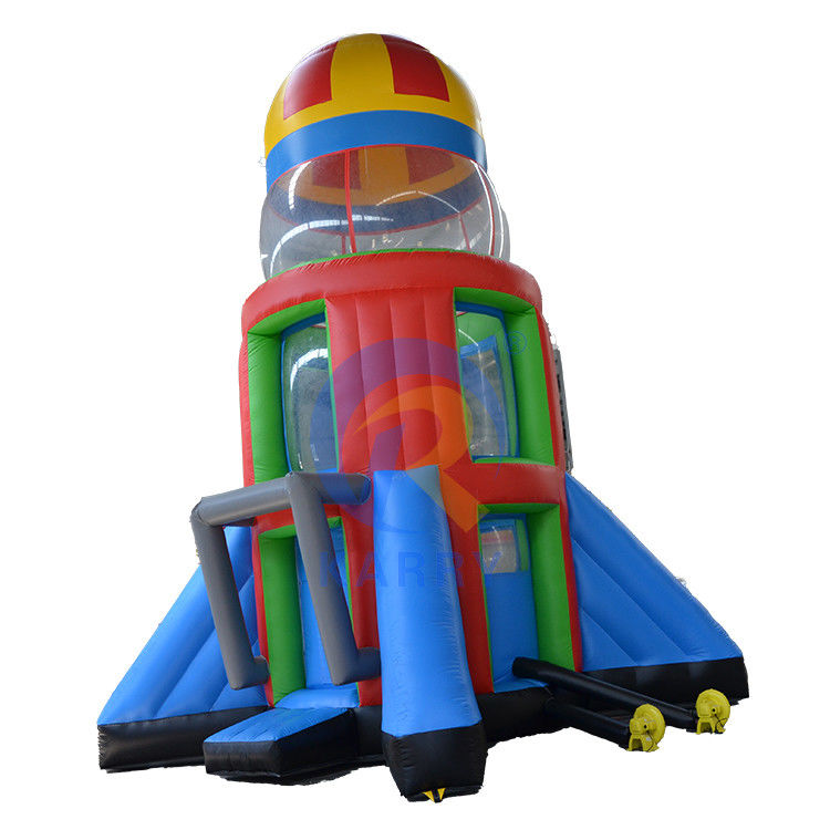 Logo personnalisé Imprimé en PVC Inflatable Rocket Airborne Jeu d'aventure pour enfants et adultes