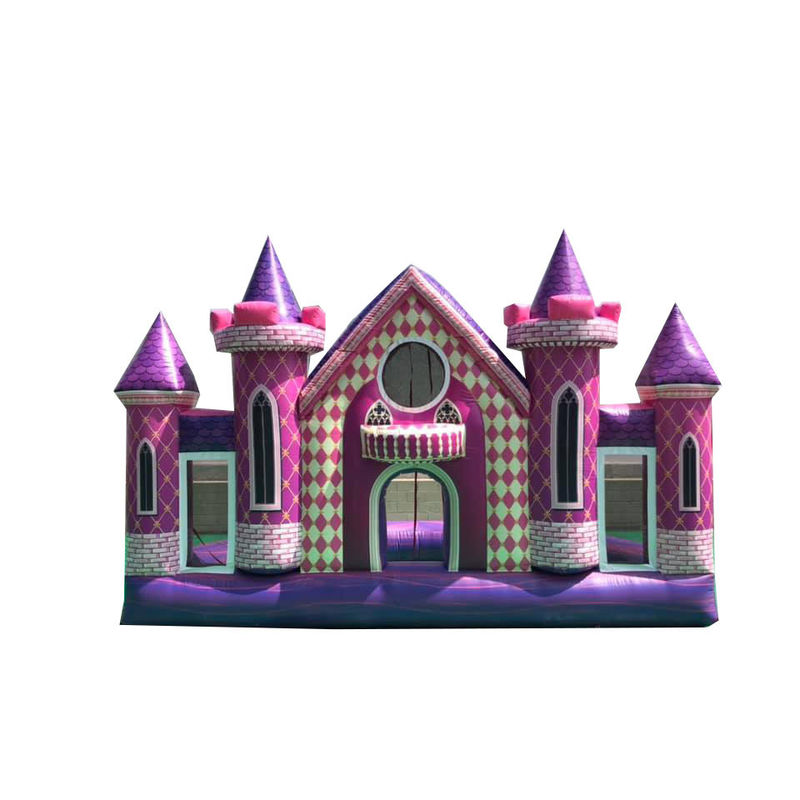 Terrain de jeux en plein air PVC personnalisé sur gonflables Rose château toile de fond pour anniversaire / mariage