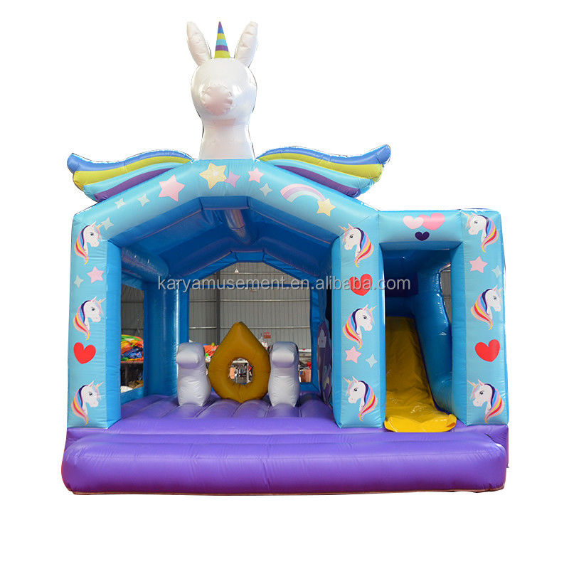 Unisexe PVC exquis arc-en-ciel unicorne gonflable Bouncer sautant château pour le terrain de jeux