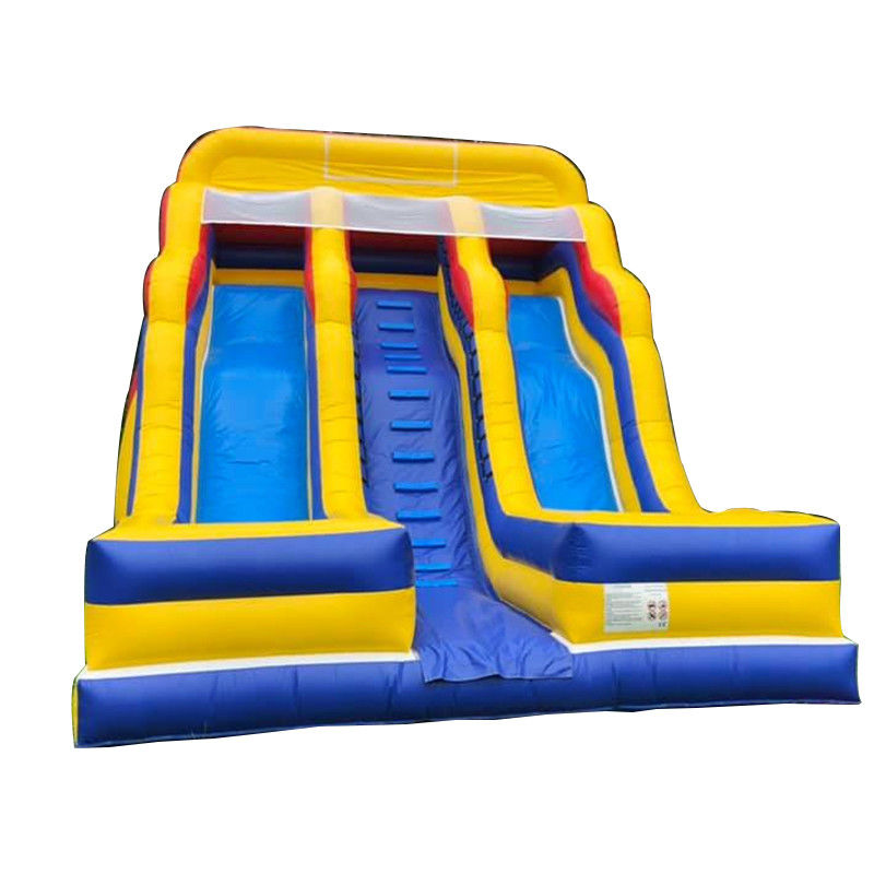 Expédition maritime/aérienne/expresse Slide d'eau jaune PVC gonflable avec 2 glissières et 2 piscines