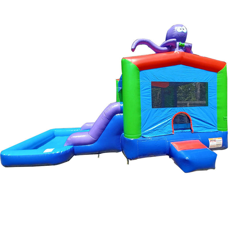 0.55mm Platon PVC Tarpaulin gonflable Combo château glisser-déposer et piscine pour les enfants
