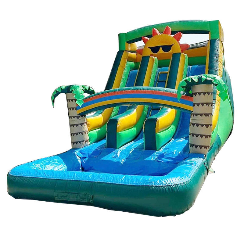 Aqua Outdoor Fun Commercial PVC Thème solaire toboggan gonflable avec piscine à double voie