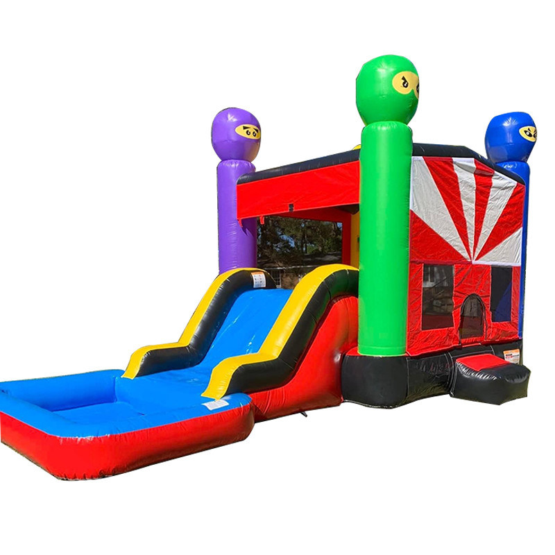 Château de couleur personnalisé pour enfants sur le thème du château gonflable avec combo de diapositives