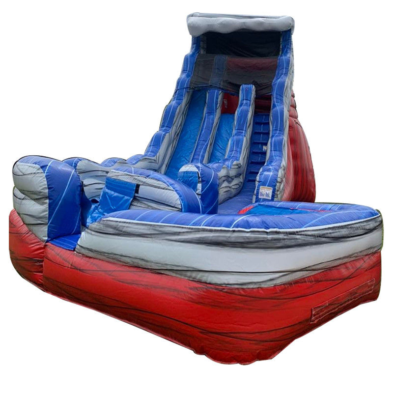 Glissière d'eau à queue pliante rouge et bleue gonflable avec glissière d'air de piscine Logo personnalisé