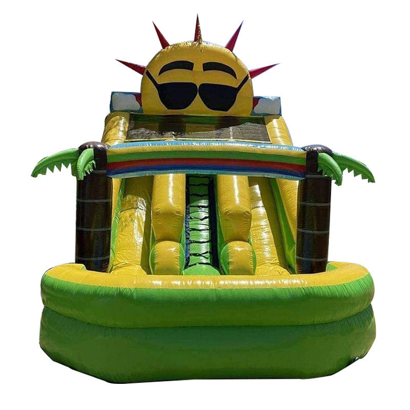 Jouets gonflables pour enfants en plein air Petit toboggan solaire avec piscine et double toboggan