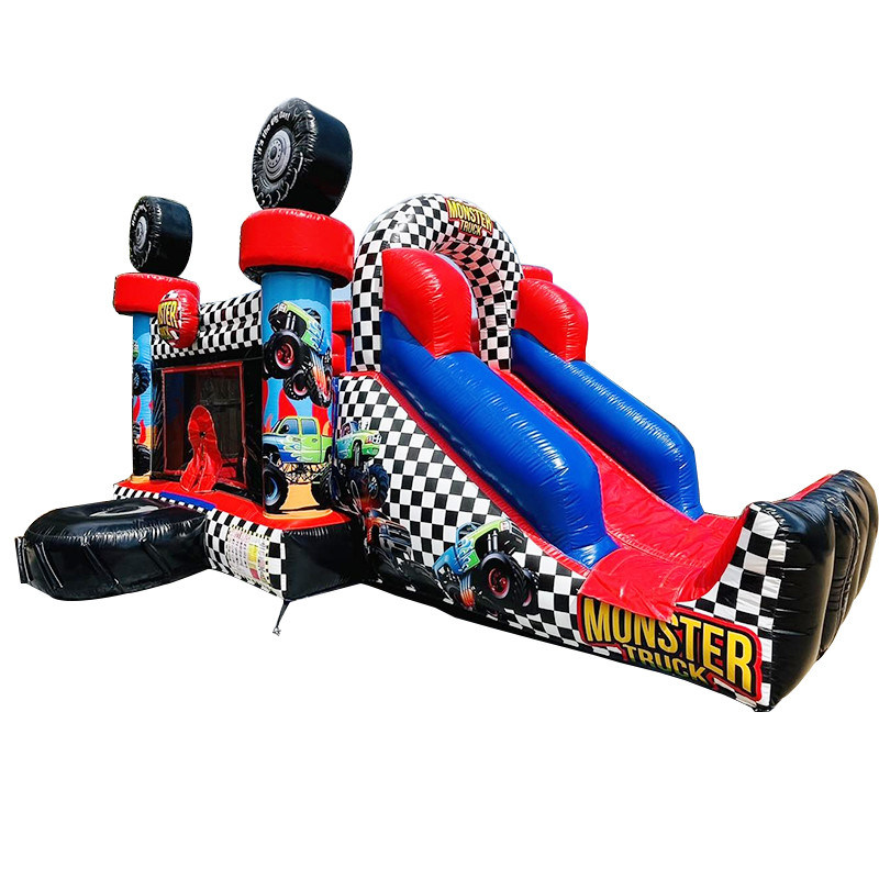 Unisexe Rouge Monster Truck thème gonflable Bounce House Combo Slide pour les enfants