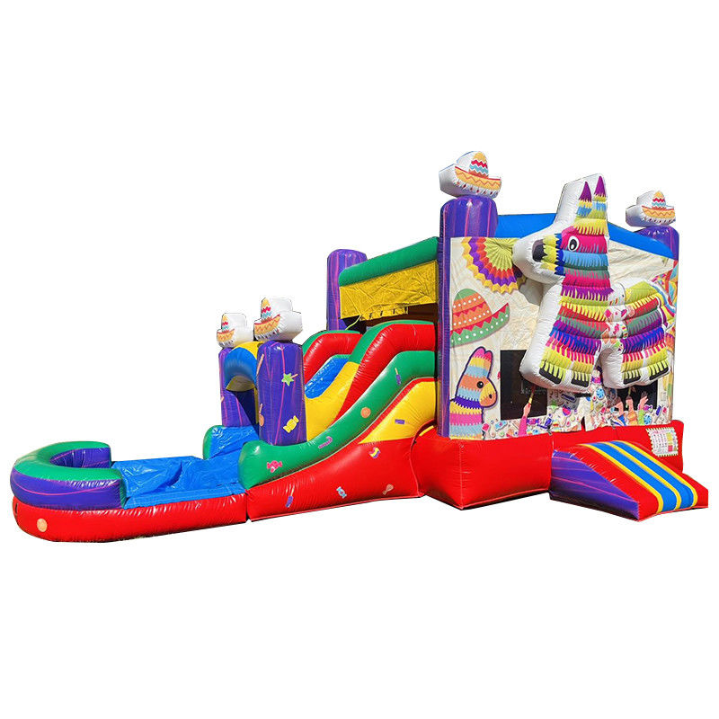 Maison gonflable en PVC portable pour chiot arc-en-ciel avec trampoline