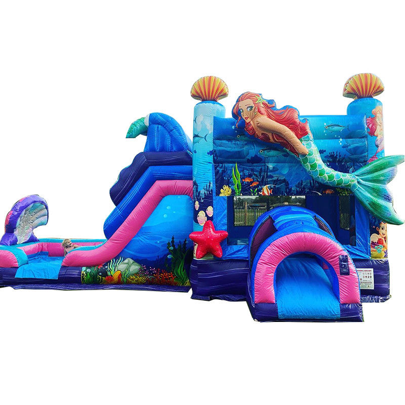 Château gonflable thème sirène maison gonflable avec diapositive couleur personnalisée