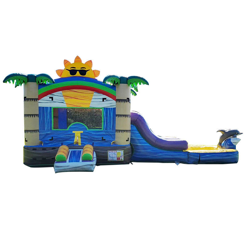 Château solaire en PVC commercial unisexe de 27 pieds avec château gonflable gonflable et piscine à double voie