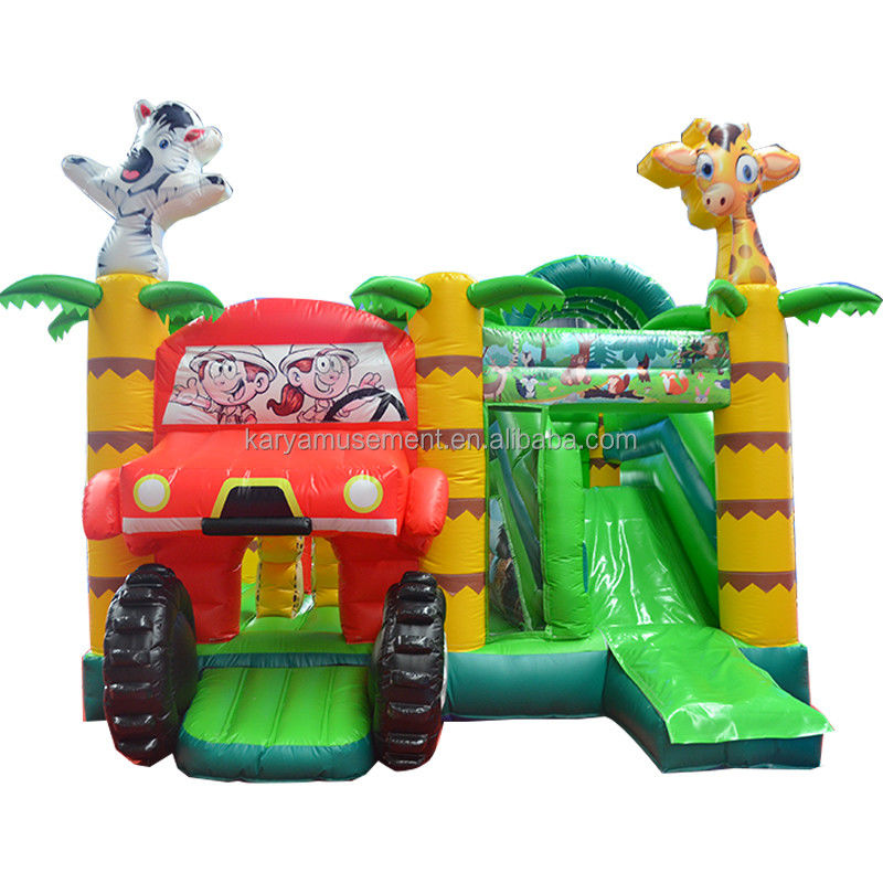 Wild Jungle Safari Château gonflable à saut de couleur personnalisée Maison à rebond avec diapos