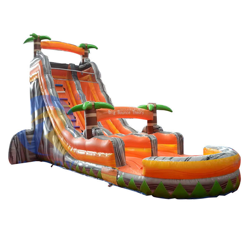 Promotion d'événements commerciaux Orange Palm toboggan gonflable avec piscine et plus