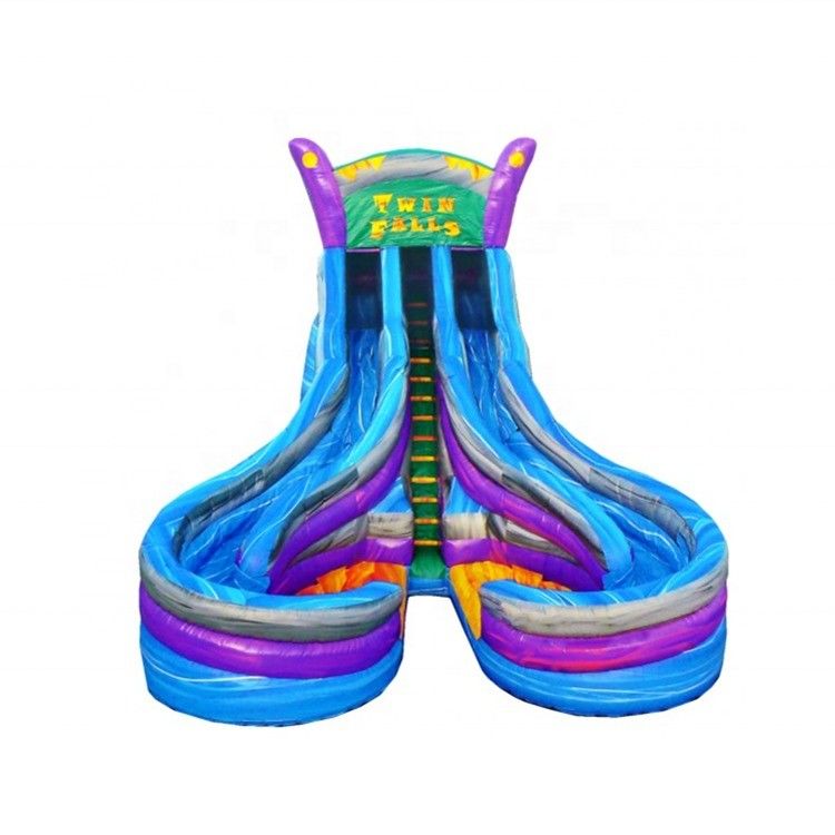 Grand toboggan gonflable avec deux voies de glissement humide et 0,55 mm Plato PVC