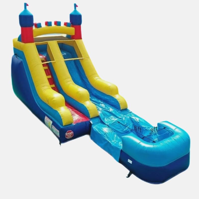 Piscine à eau de style château gonflable gonflable long toboggan pour enfants et adultes