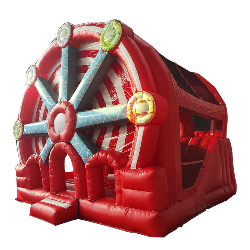 2024 19ft roue de ferris rouge maison de château gonflable combo de glissière pour personnaliser accepté