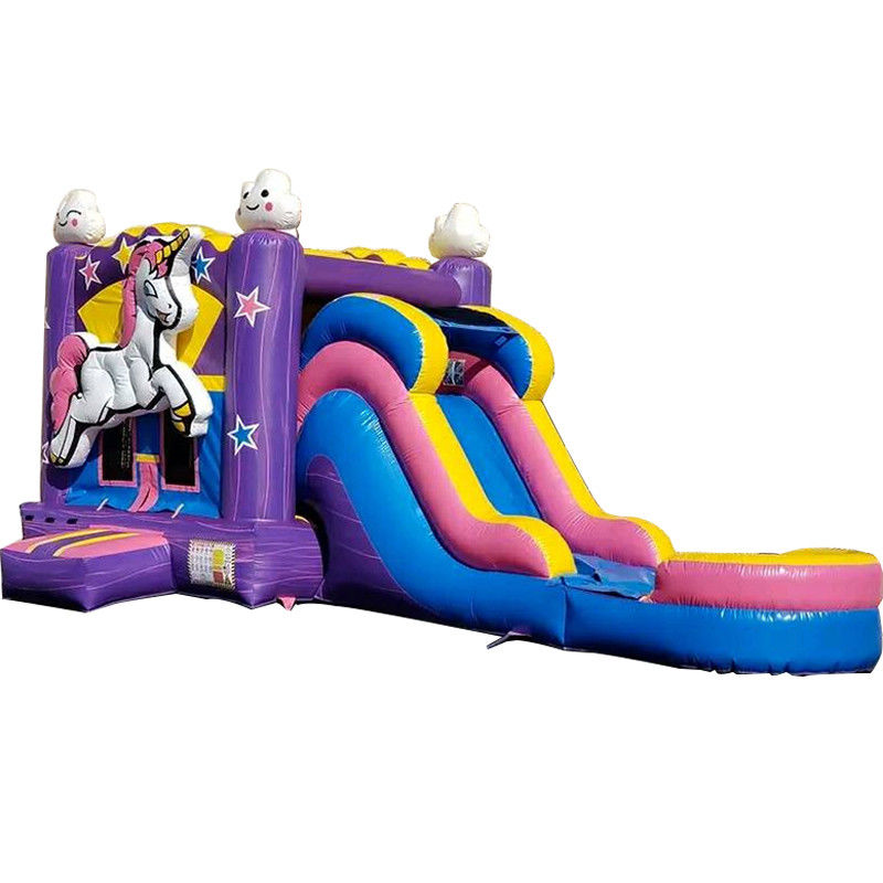 Unisexe Portable 3D Unicorn arc-en-ciel maison gonflable avec glisser-déposer