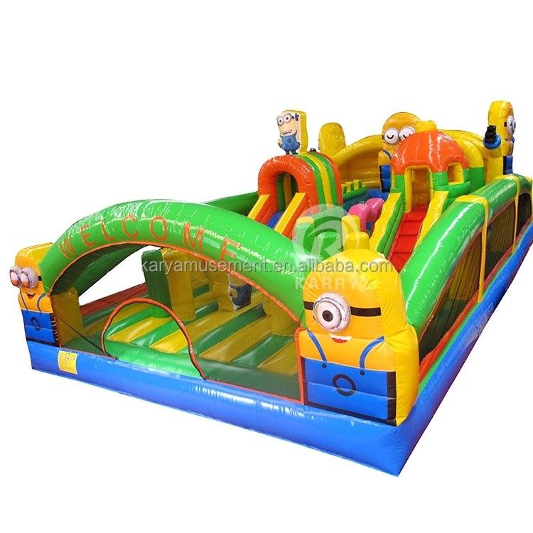 Accessoires de souffleur d'air Minions gonflables Ville amusante Château gonflable pour le temps de jeu des enfants