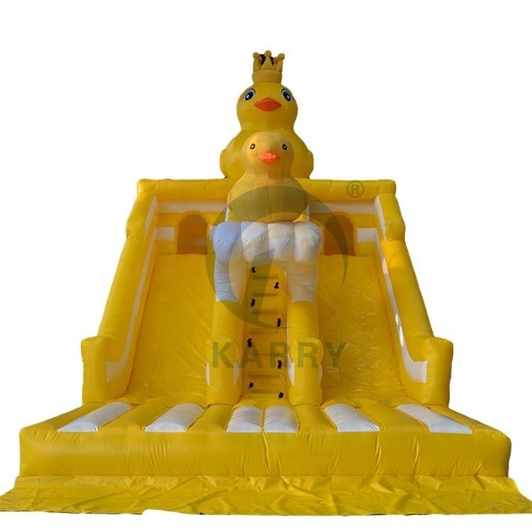 Unisexe Petit canard jaune Thème du château sautant Double toboggan pour le parc pour enfants