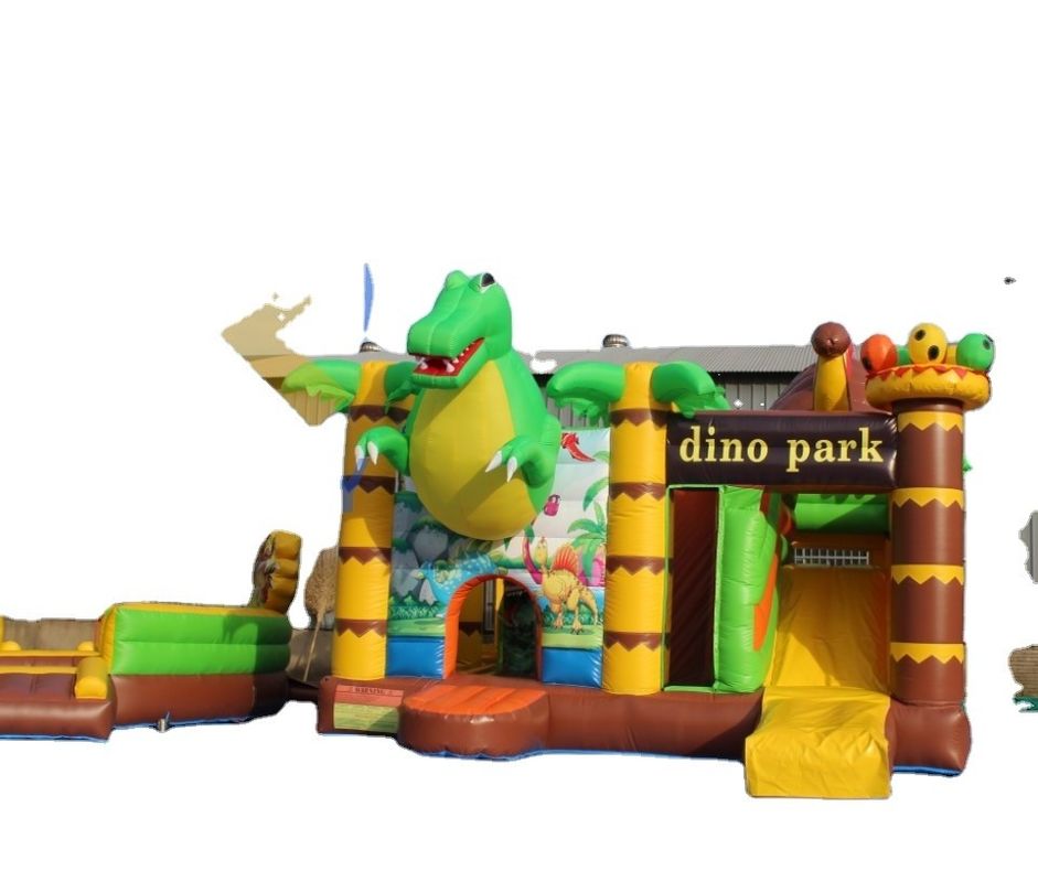 Caractéristiques PORTABLE Fête des enfants sautant château gonflable avec diapositive sur le thème des dinosaures