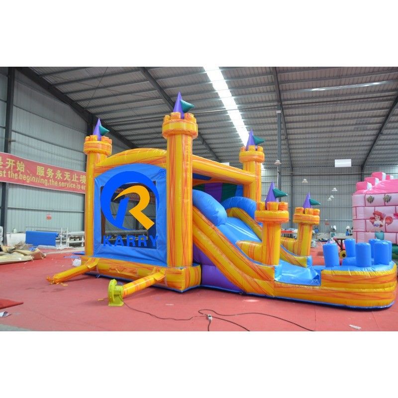Maison gonflable à rebond de 23 x 13 pieds de bloc de bâtiment croisé avec glissière PVC Château jaune