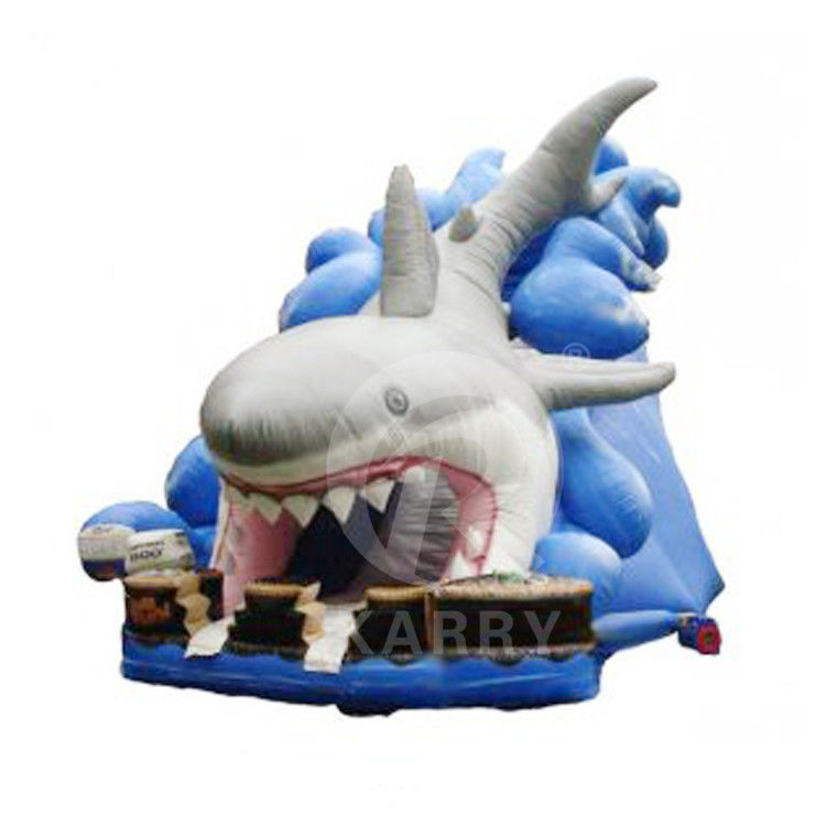 CE Souffleur et réparation inclus - Requin bleu gonflable à l'extérieur - toboggan avec piscine