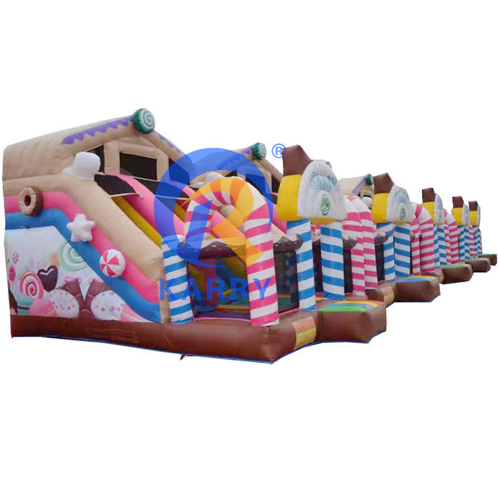 Terrain de jeux public en plein air maison de bonbons gonflable diapositive 2 petites diapositives pour la location de la fête