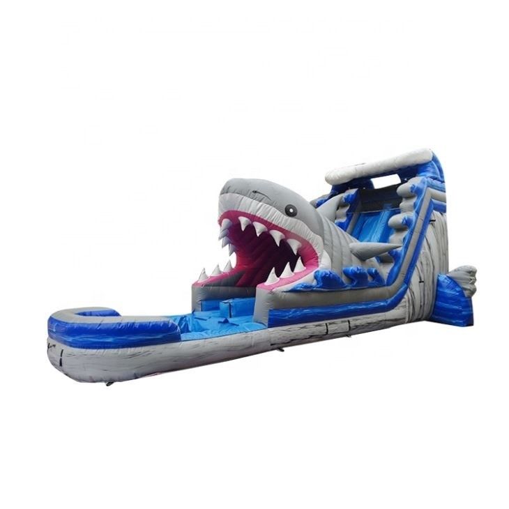 Équipement de parc aquatique gonflable populaire Grands toboggans aquatiques en 3D bleu avec piscine