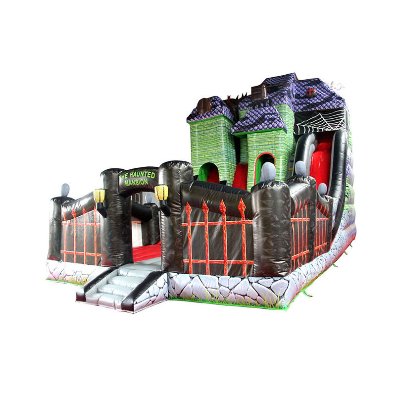 Grand toboggan gonflable Conception de manoir effrayant pour la fête de la maison hantée ou la maison de haut