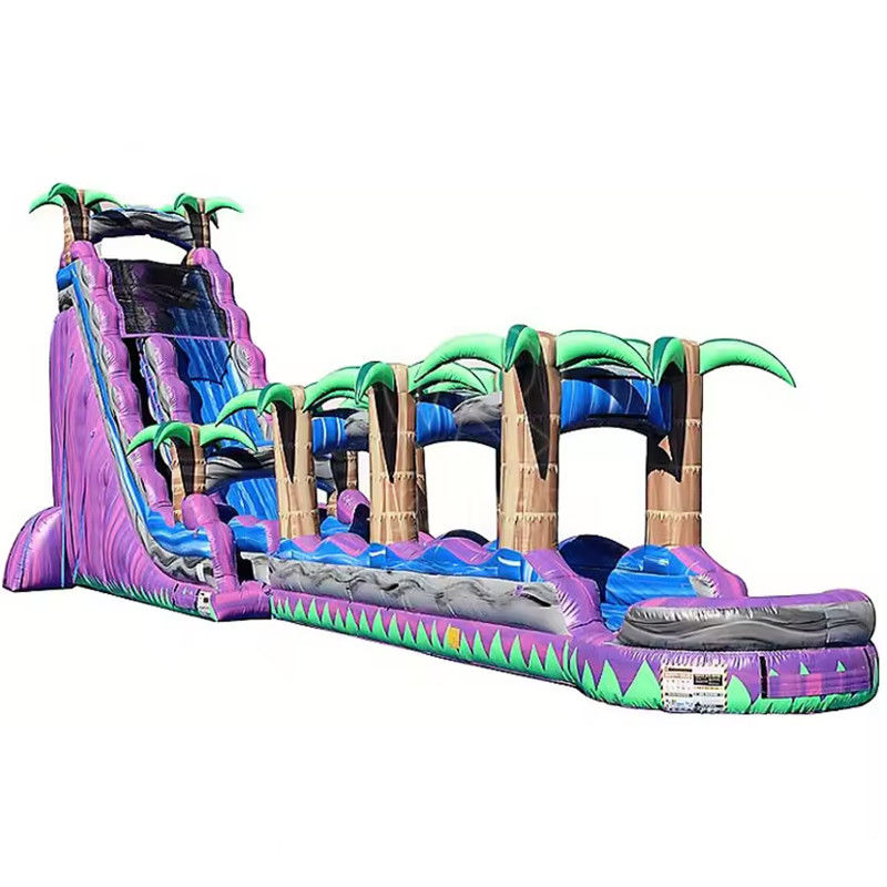 Impression numérique Palm Tree violet Commercial gonflable toboggan pour adultes et enfants