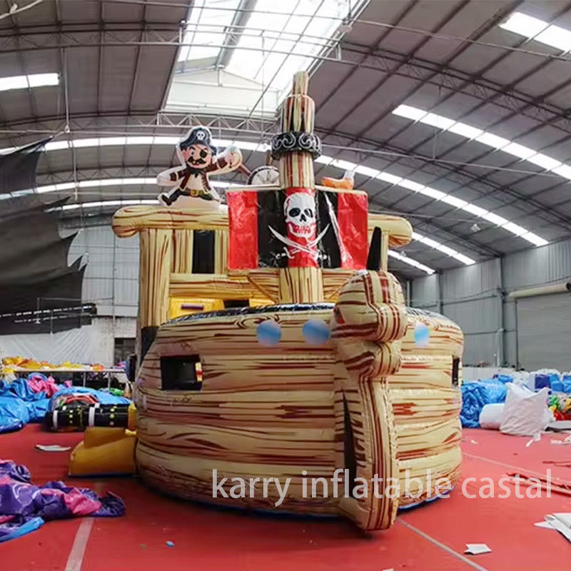 Matériau en PVC entièrement imprimé, gonflable, navire pirate, glissière sèche pour enfants
